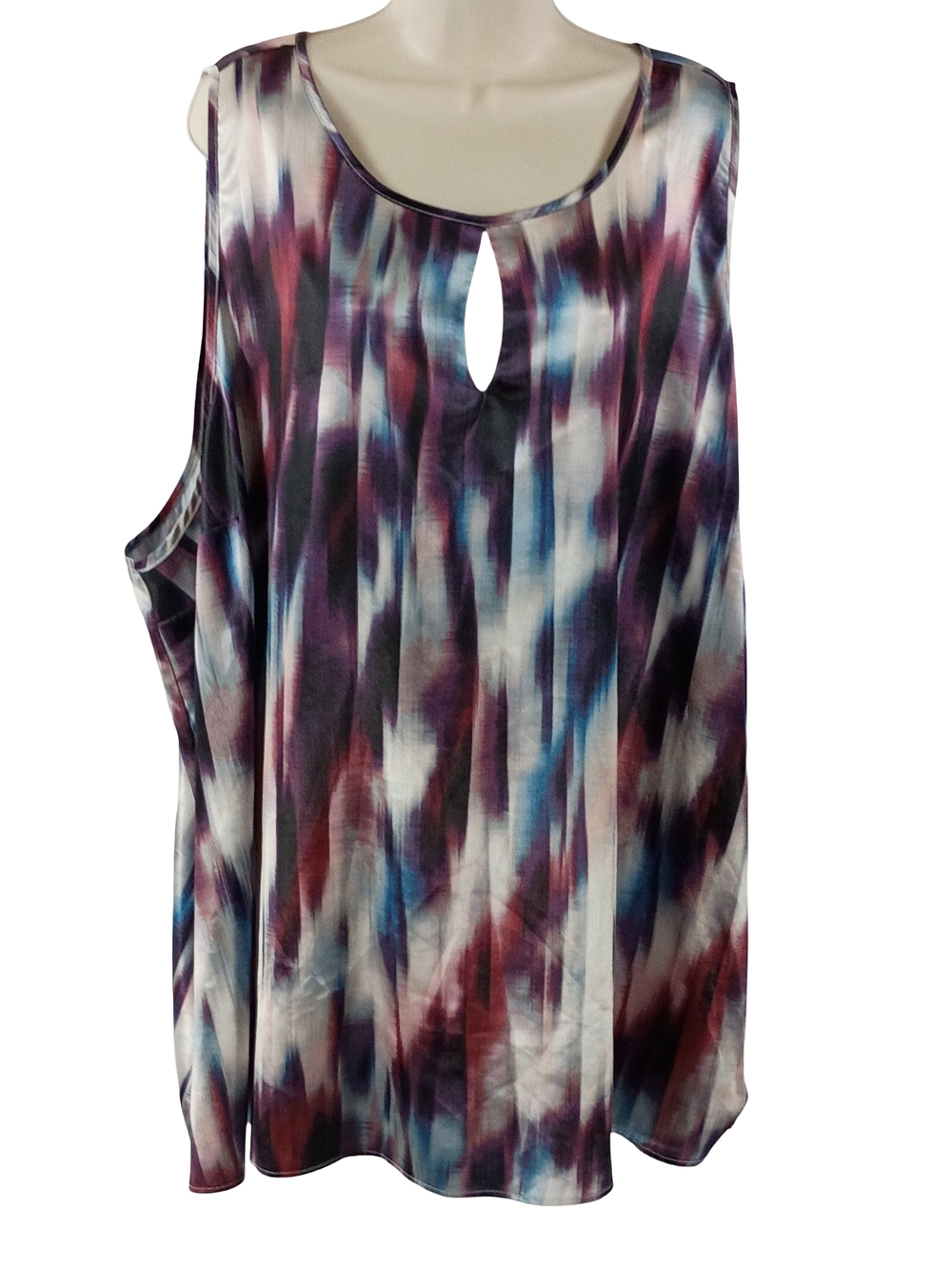 torrid Plum, Blue & White Sleeveless Keyhole Tunic